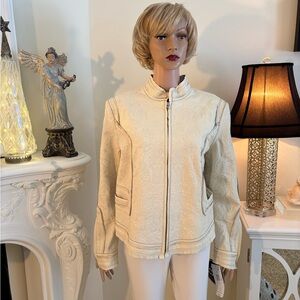 Rare Peter Nygard 100% Genuine Leather Elegant Cream Women's Jacket